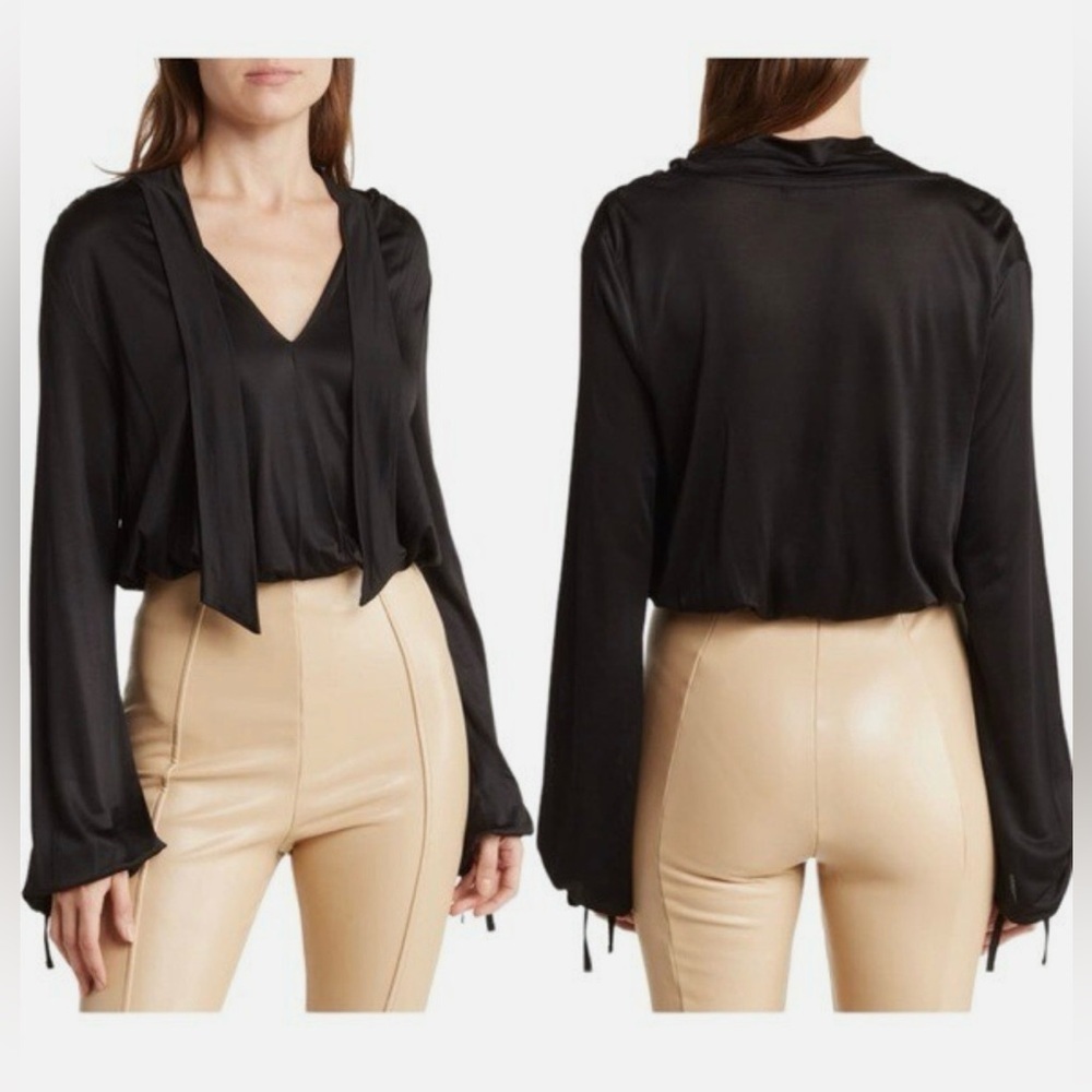 NWT Allsaints Penelope Tie Neck
Bodysuit Black Size 8